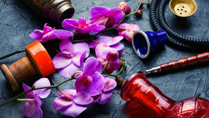 Shsisha mit Blumen-Geschmack und gefärbtem Wasset